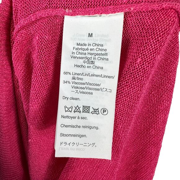 J CREW Neon Pink V-Neck Sweater Side Buttons Linen Blend Women's Size Medium - Picture 6 of 6